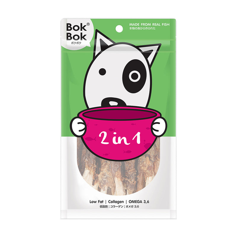 Bok Bok Dog Treats 2 in 1 Fish Jerky & Cartilage 50g