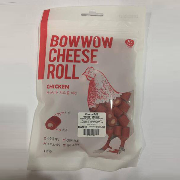 Bow Wow Dog Treat Cheese Roll - Cheese & Chicken 120g (BW1016)