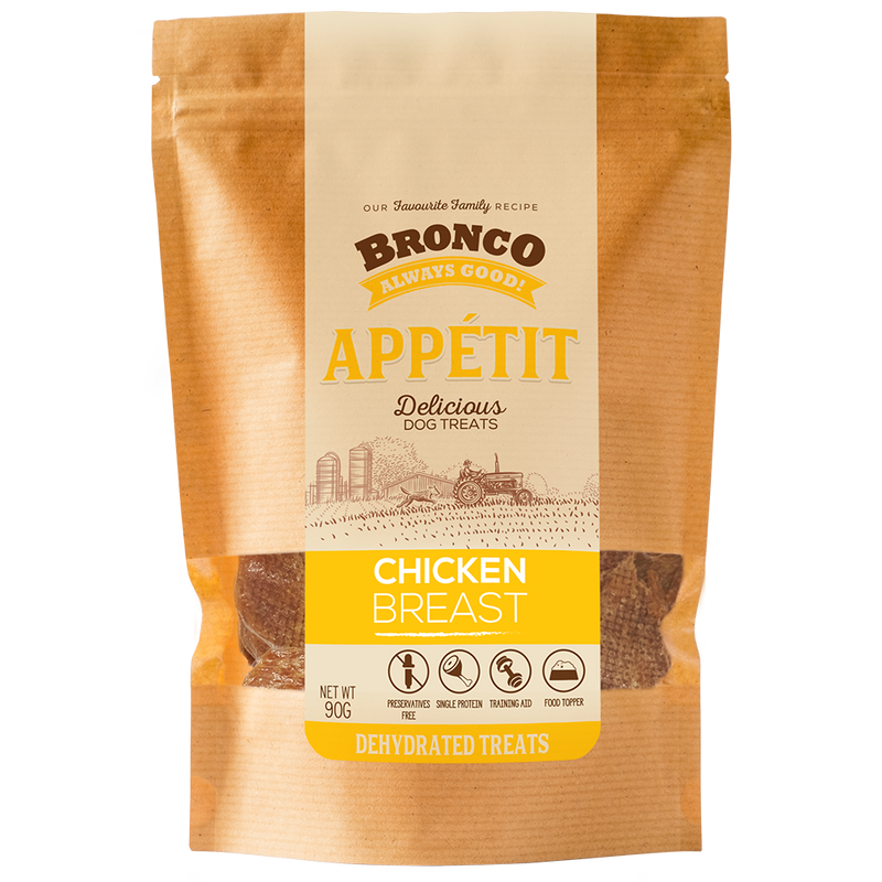 Bronco Dog Appetit Dehydrated Treats Chicken Breast 90g