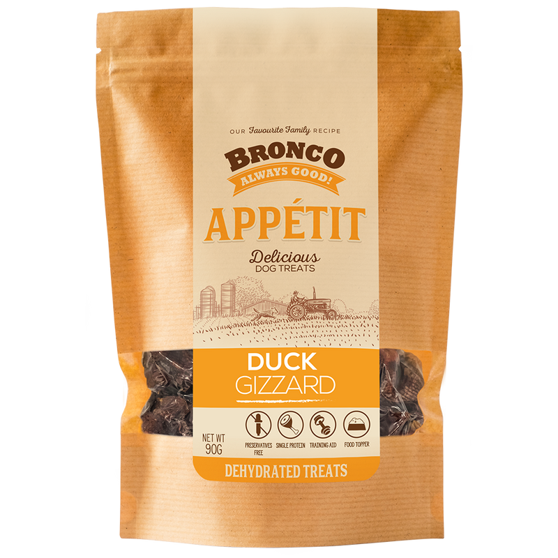 Bronco Dog Appetit Dehydrated Treats Duck Gizzard 90g