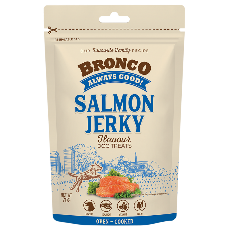 Bronco Dog Jerky Salmon 70g