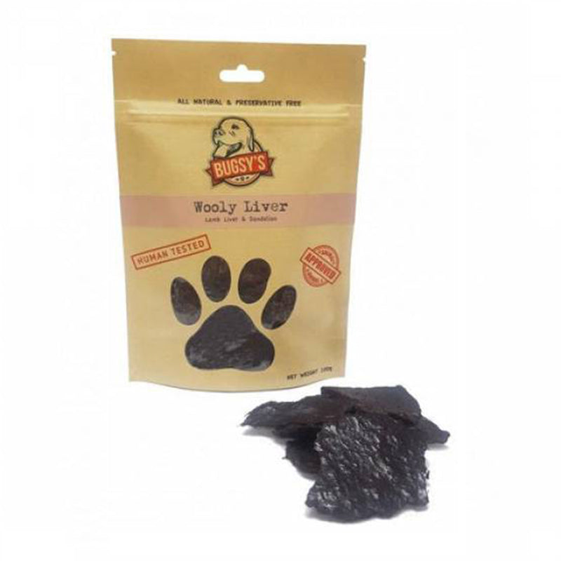Bugsy's Dog Dehydrated Australian Lamb Woolly Liver 100g