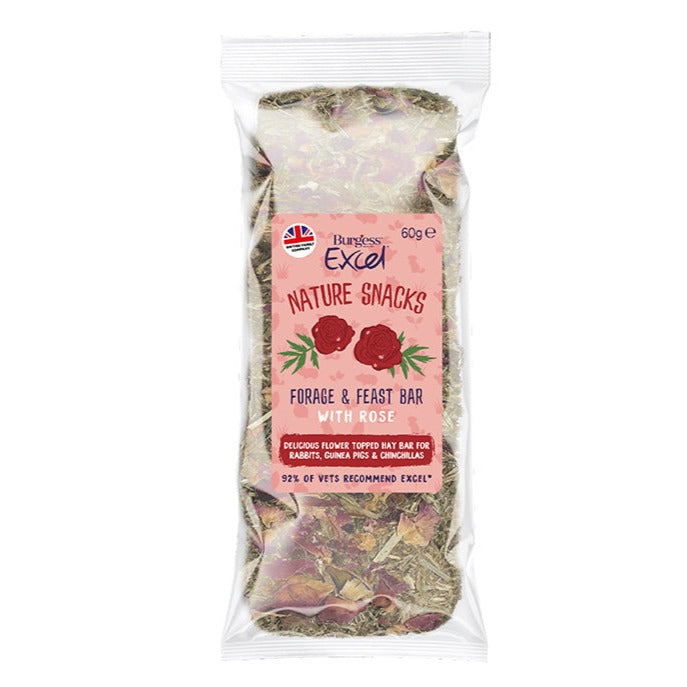 Burgess Excel Nature Snacks Forage & Feast Bar with Rose 60g