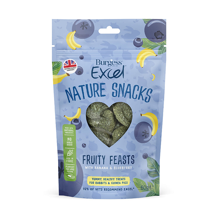 Burgess Excel Nature Snacks Fruity Feasts with Banana & Blueberry 60g