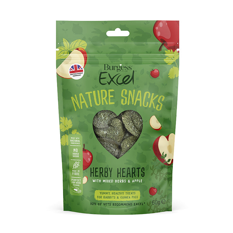 Burgess Excel Nature Snacks Herby Hearts with Mixed Herbs & Apple 60g