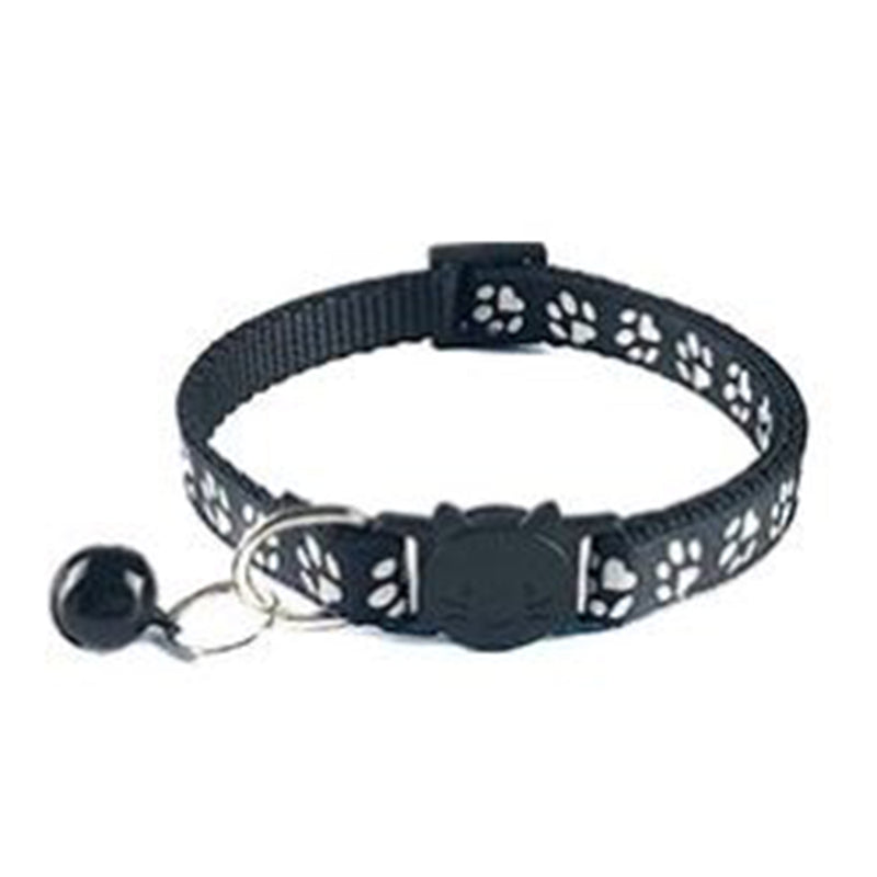 Cat Collar Paw Print Black 1cm x 19-32cm