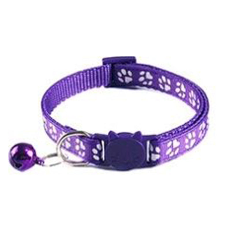 Cat Collar Paw Print Purple 1cm x 19-32cm