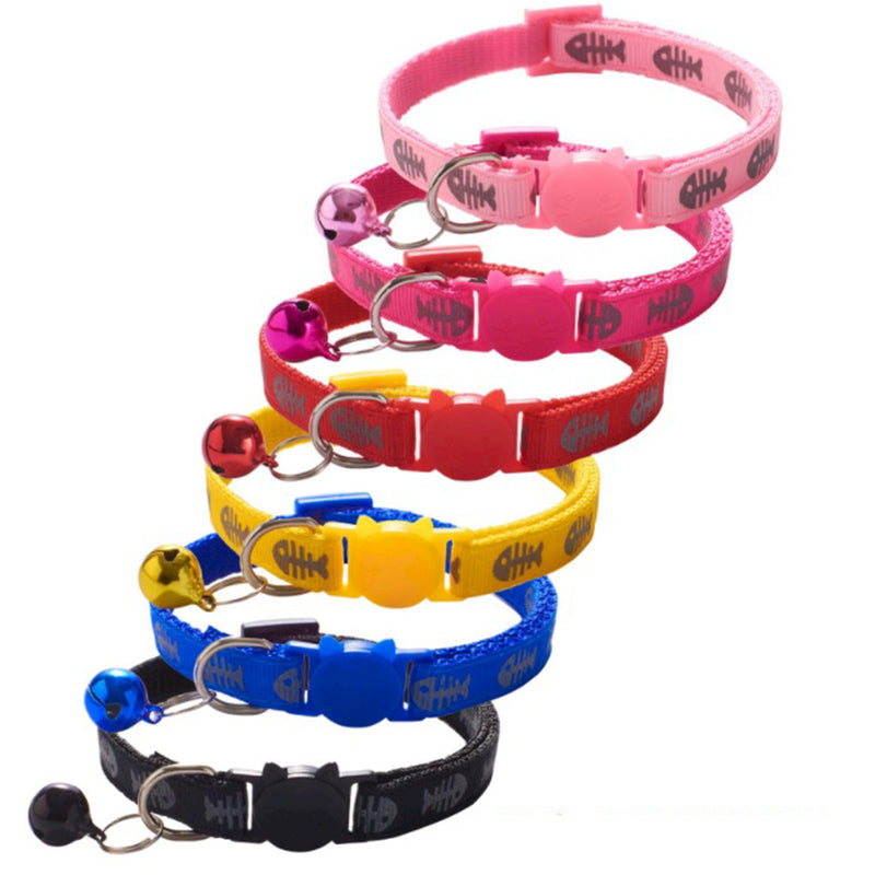 Cat Collar Reflective Fish Bone Red 1cm x 19-32cm