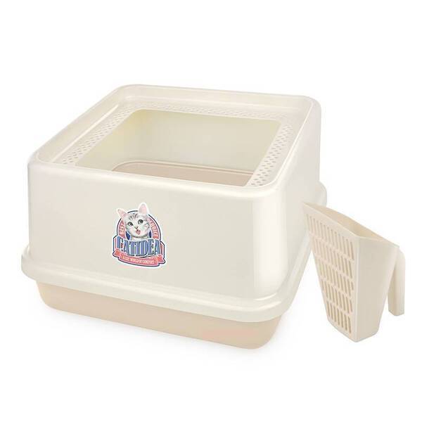 Catidea Luxury Top Entry Cat Litter Box Cream (CL-201)