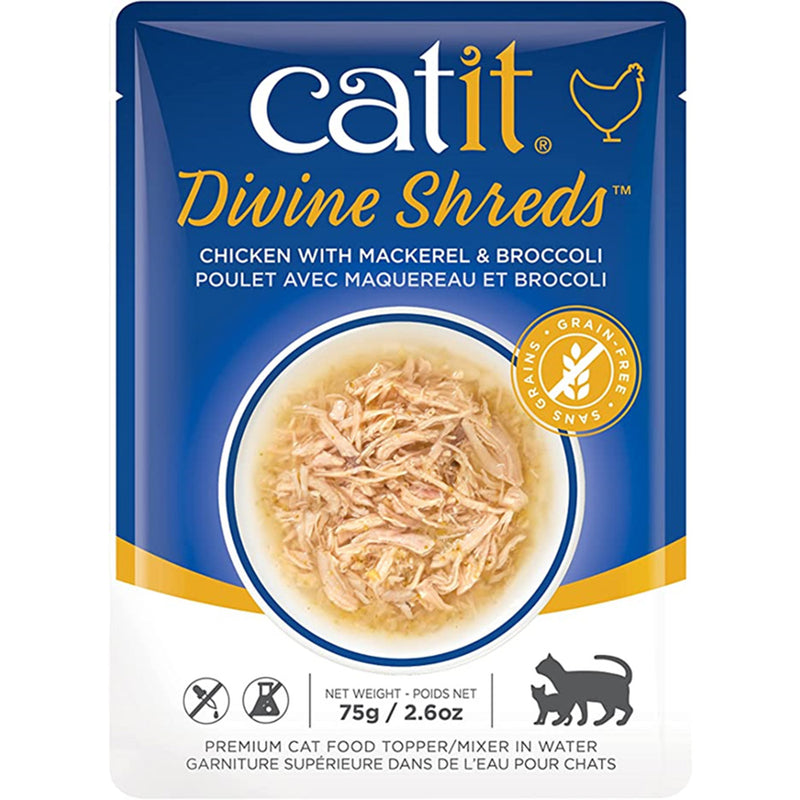 Catit Divine Shreds Chicken with Mackerel & Broccoli 75g