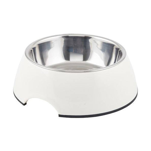 CatIt 2-in-1 Durable Plastic Bowl with Stainless Steel Insert White XS 160ml