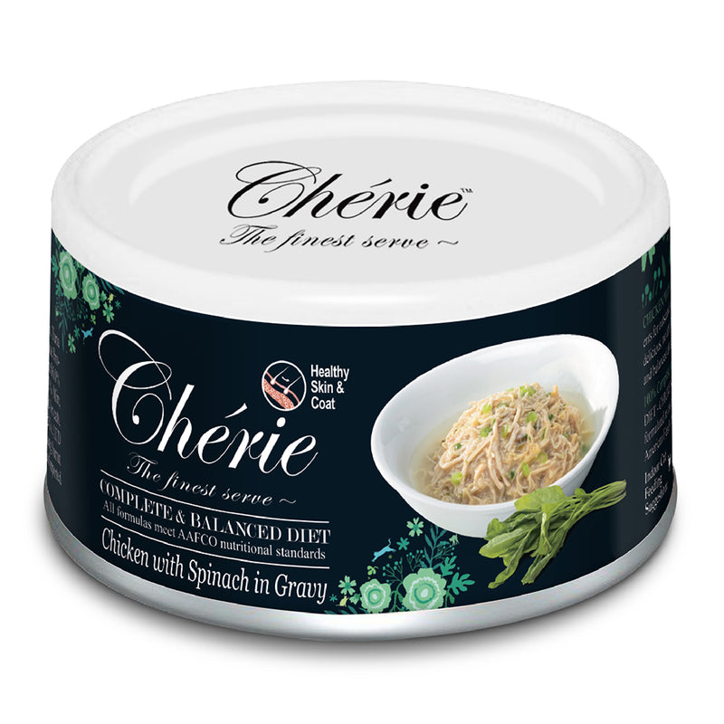 Cherie Cat Healthy Skin & Coat - Chicken with Spinach in Gravy 80g