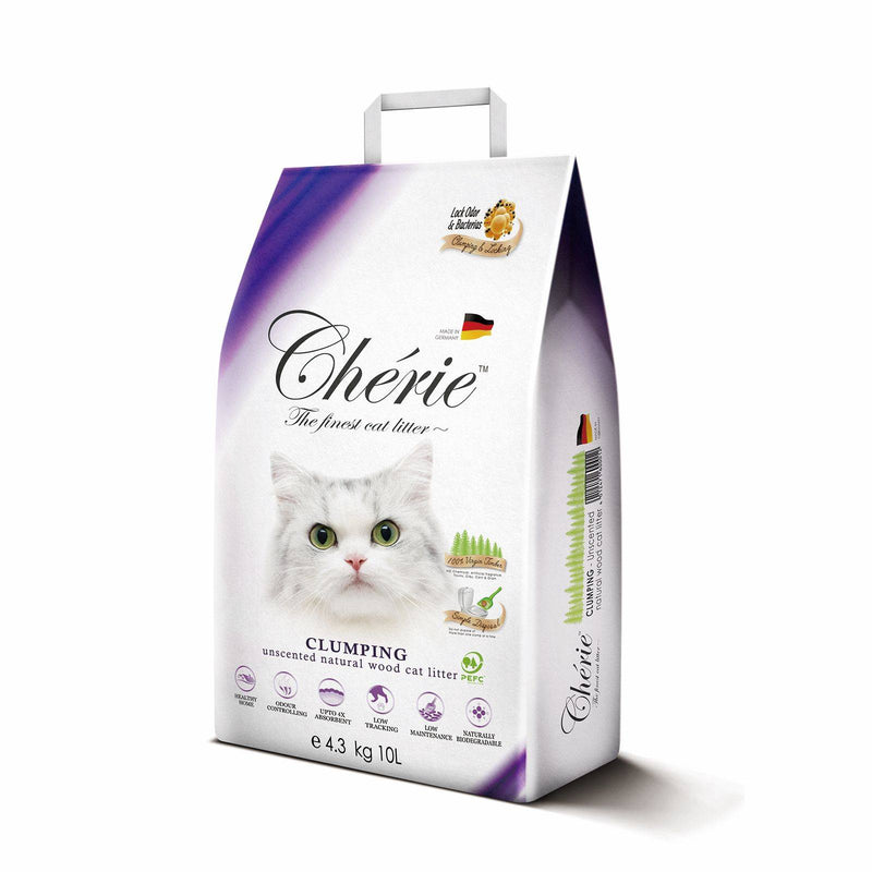 Cherie Unscented Clumping Natural Wood Cat Litter 10L