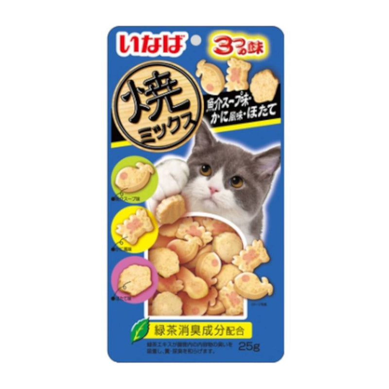 Ciao Soft Bits Mix Tuna & Chicken Fillet with Dried Bonito Seafood & Crab Flavor 25g (QSC-125)