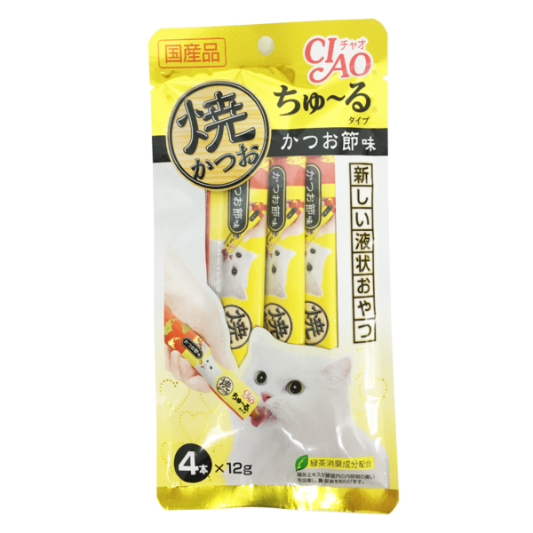 Ciao Cat Treat Grilled Tuna Dried Bonito Flavor 48g (4pcs) (4R-104)