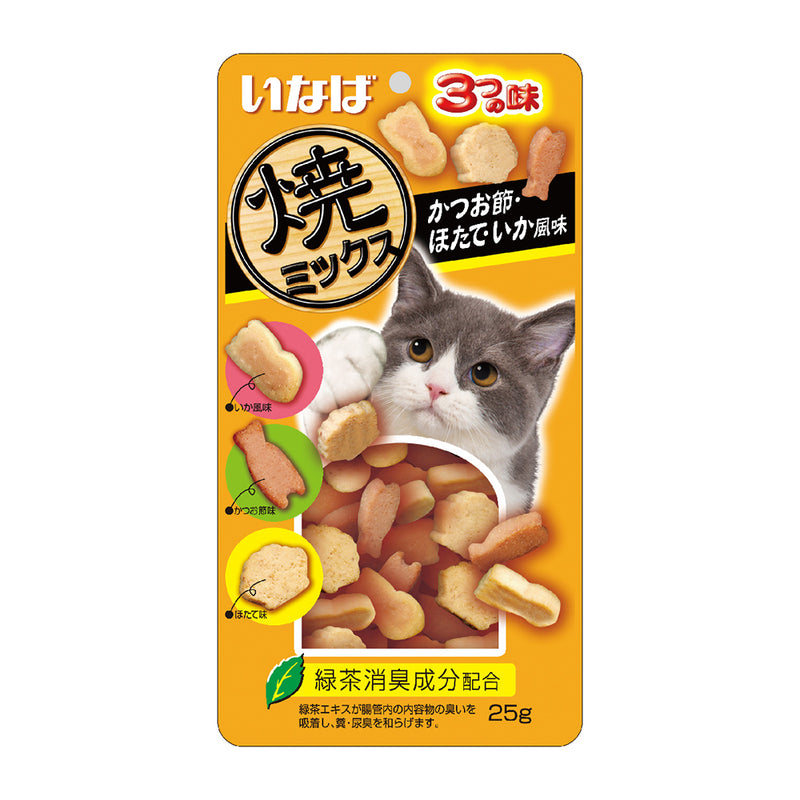 Ciao Inaba Cat Soft Bits Mix Tuna & Chicken Fillet with Dried Bonito Scallop and Squid Flavor 25g (QSC-121)