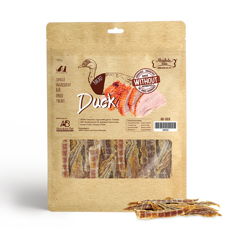 *DONATION TO LOVE THE VOICELESS* Absolute Bites Air-Dried Duck Breast 400g