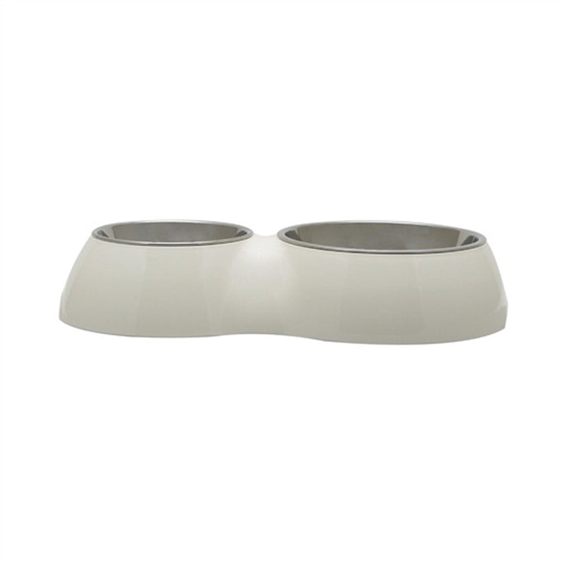 DogIt Double Diner with Stainless Steel Insert White