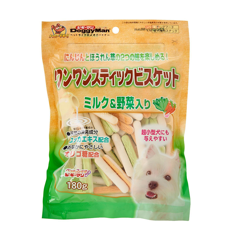 DoggyMan Bowwow Stick Carrots and Spinach Biscuit 180g