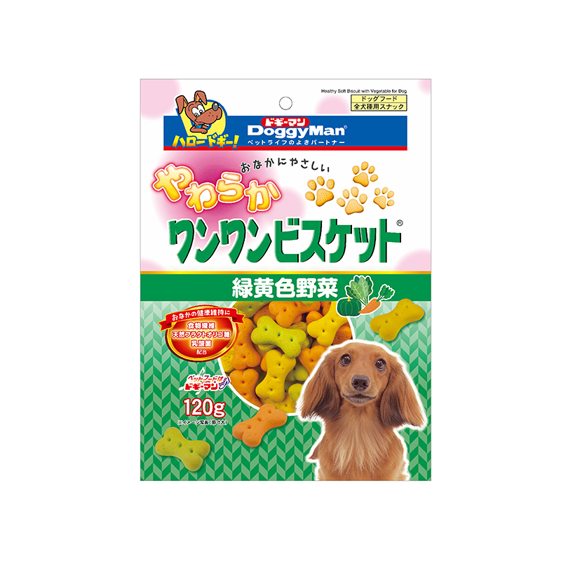 DoggyMan Wanwan Mini Biscult Green & Yellow Vegetable Biscuit 160g