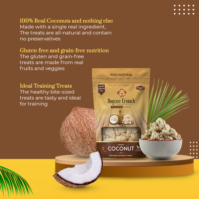 Dogsee Dog Crunch Single-Ingredient Training Treat Fat-Separated Coconuts 50g