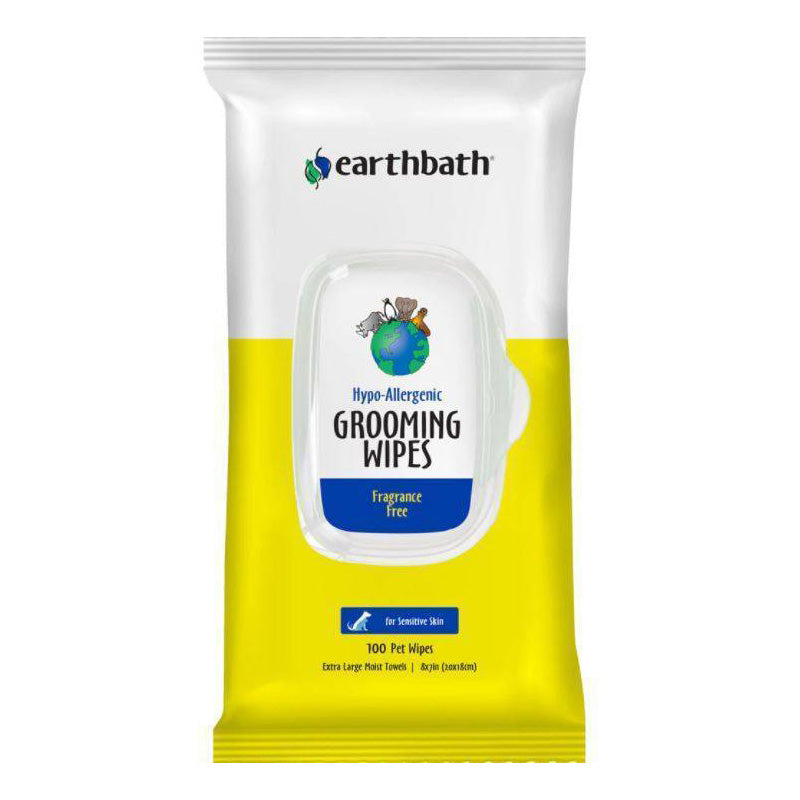 Earthbath Dog Cat Grooming Wipes Hypo Allergenic Fragrance Free 10