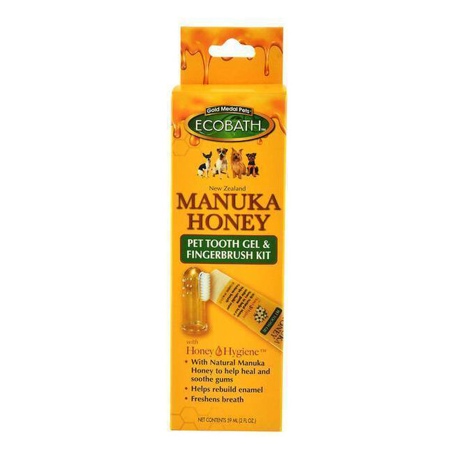 Ecobath Manuka Honey Pet Tooth Gel Finger Brush Kit 59ml