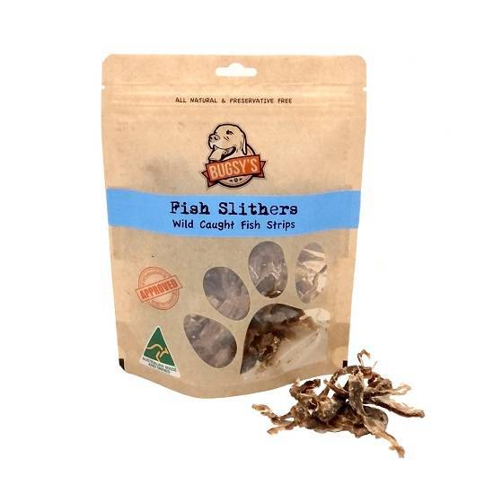Bugsy's Dog Fish Slithers Wild Caught Fish Strips 80g