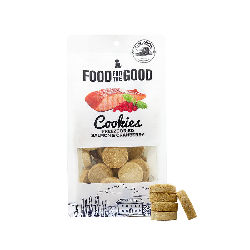 Food For The Good Dog & Cat Treats Freeze Dried Salmon & Cranberry Cookies 70g