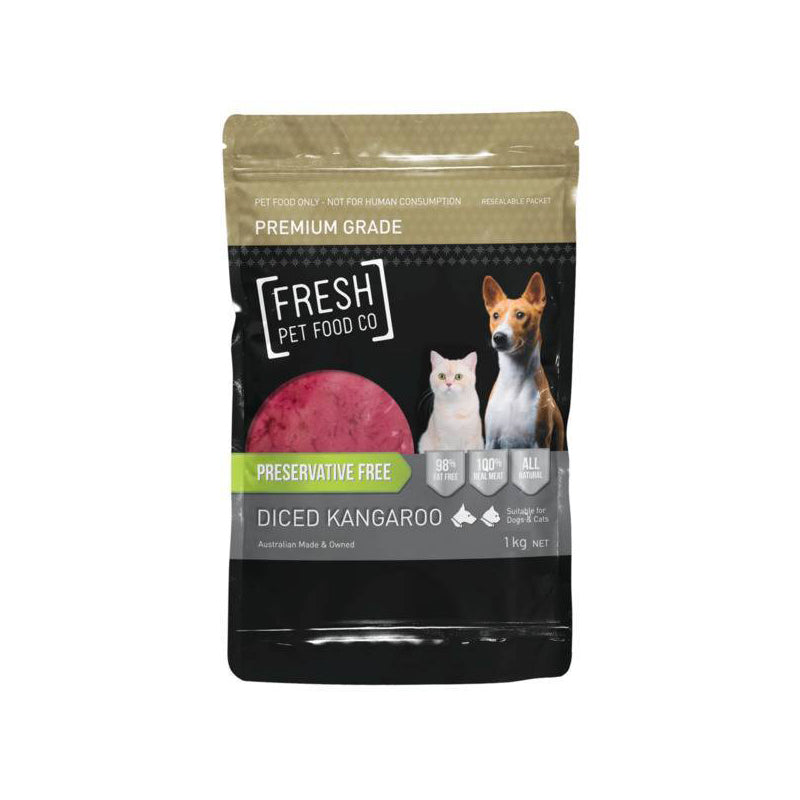 *FROZEN* Fresh Pet Food Co Premium Grade Diced Kangaroo 1kg
