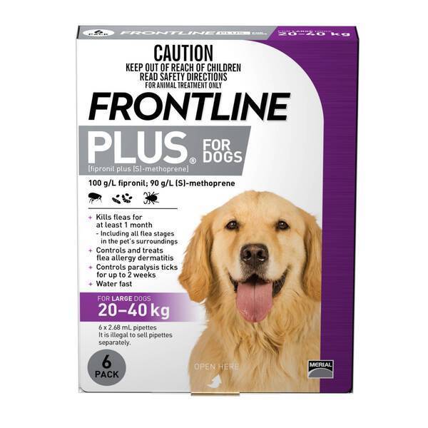 Frontline Plus Spot-On for Dogs 20-40kg - 6pcs