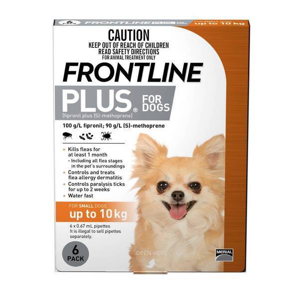 Frontline Plus Spot-On for Dogs up to 10kg - 6pcs