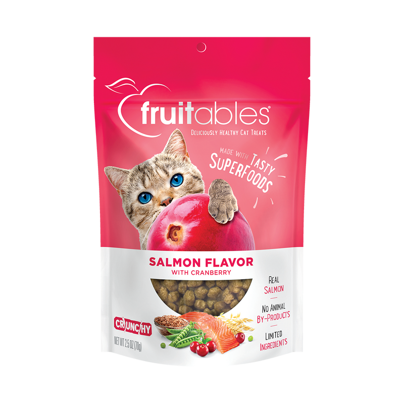 Fruitables Cat Treats Crunchy Tasty Superfoods Salmon with Cranberry 2.5oz