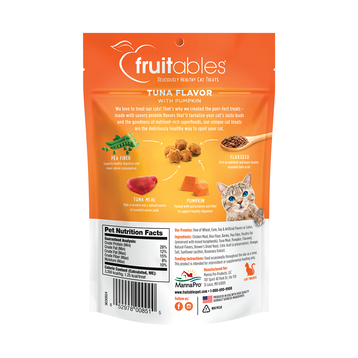 Fruitables Cat Treats Crunchy Tasty Superfoods Tuna with Pumpkin