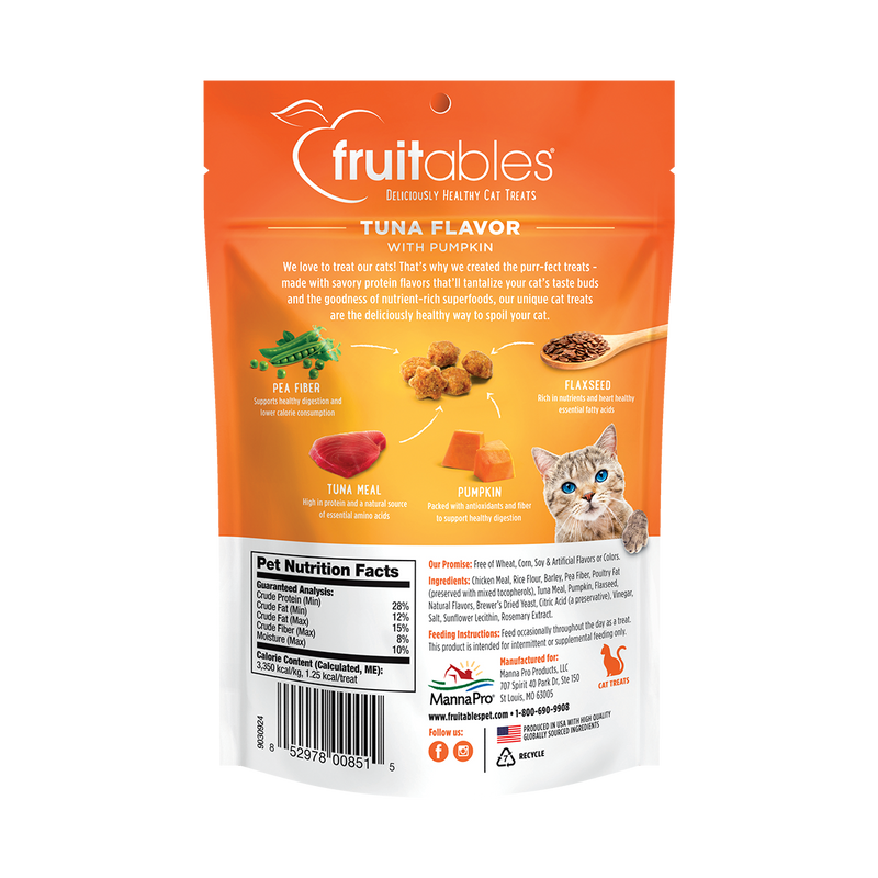 Fruitables Cat Treats Crunchy Tasty Superfoods Tuna with Pumpkin 2.5oz