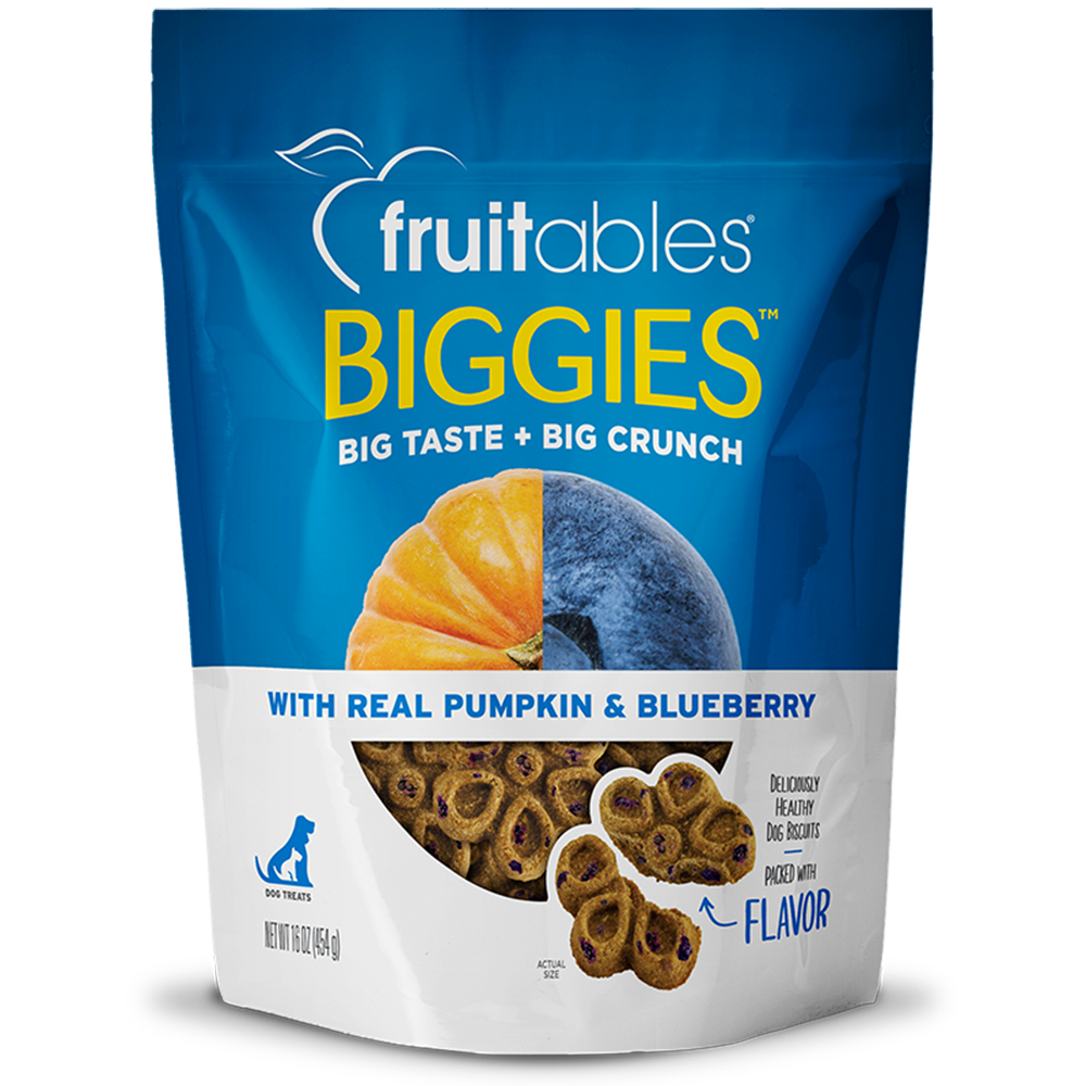 Fruitables Dog Treats Biggies Pumpkin Blueberry 16oz