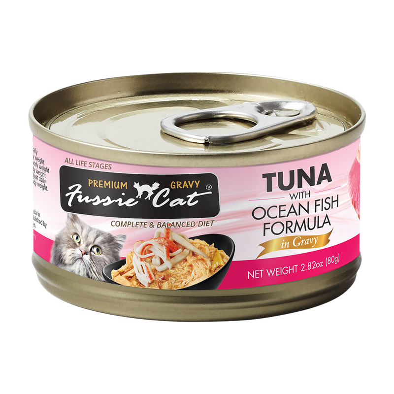 Fussie Cat Black Label Tuna with Ocean Fish in Gravy 80g