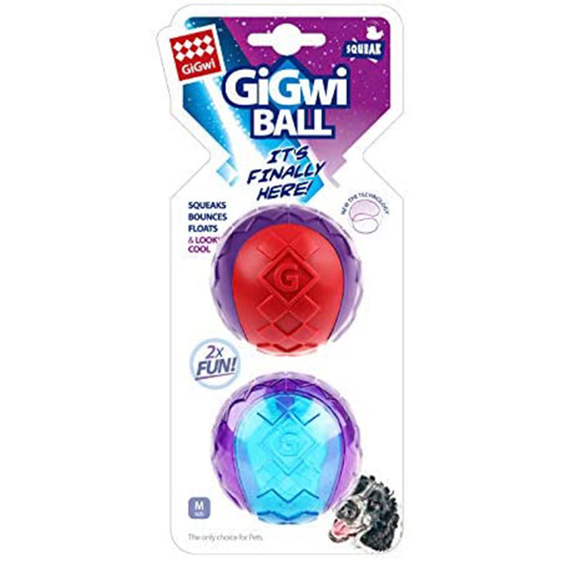 GiGwi Dog Toy Ball Assorted Colours M 2pcs