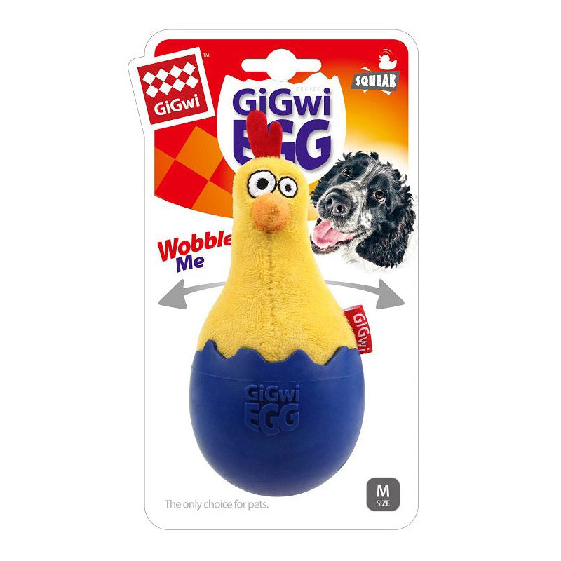 Gigwi Dog Toy Egg Wobble Fun Squeaky Chicken