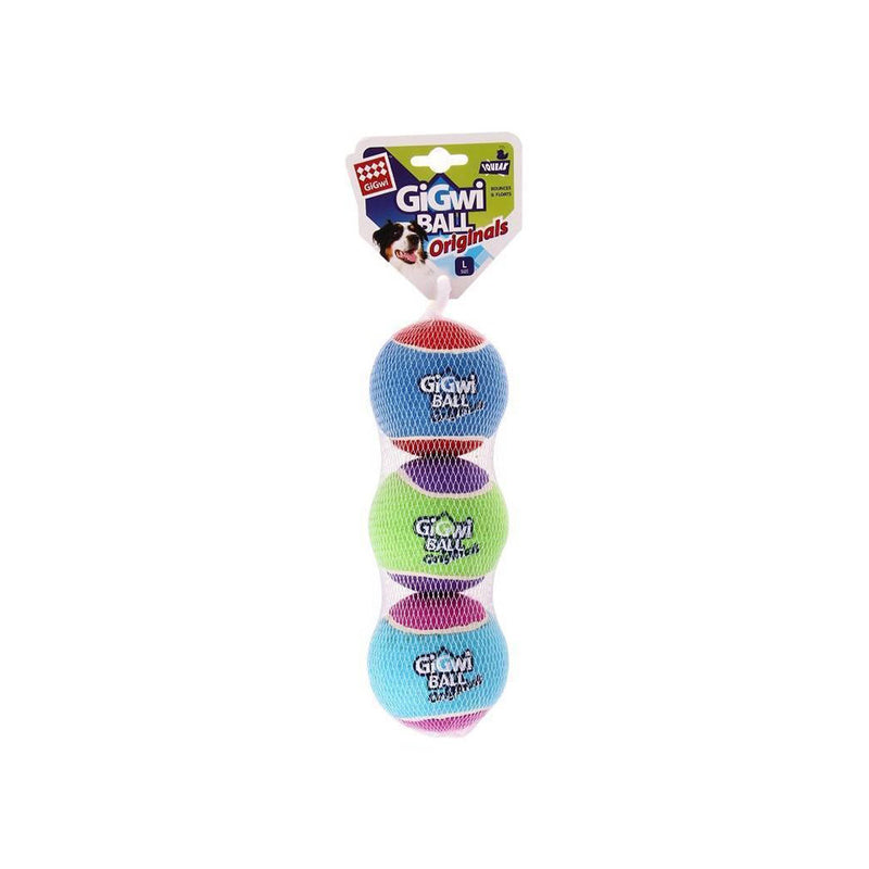 Gigwi Dog Toy Tennis Ball Assorted Colours L 3pcs