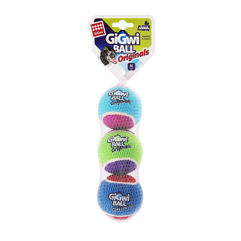 Gigwi Dog Toy Tennis Ball Assorted Colours M 3pcs