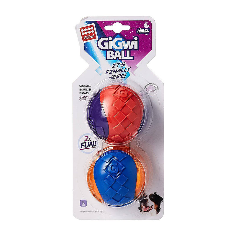 Gigwi Dog Toy Ball Assorted Colours L 2pcs