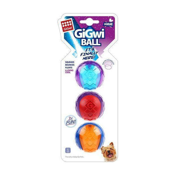 Gigwi Dog Toy Ball Assorted Colours S 3pcs
