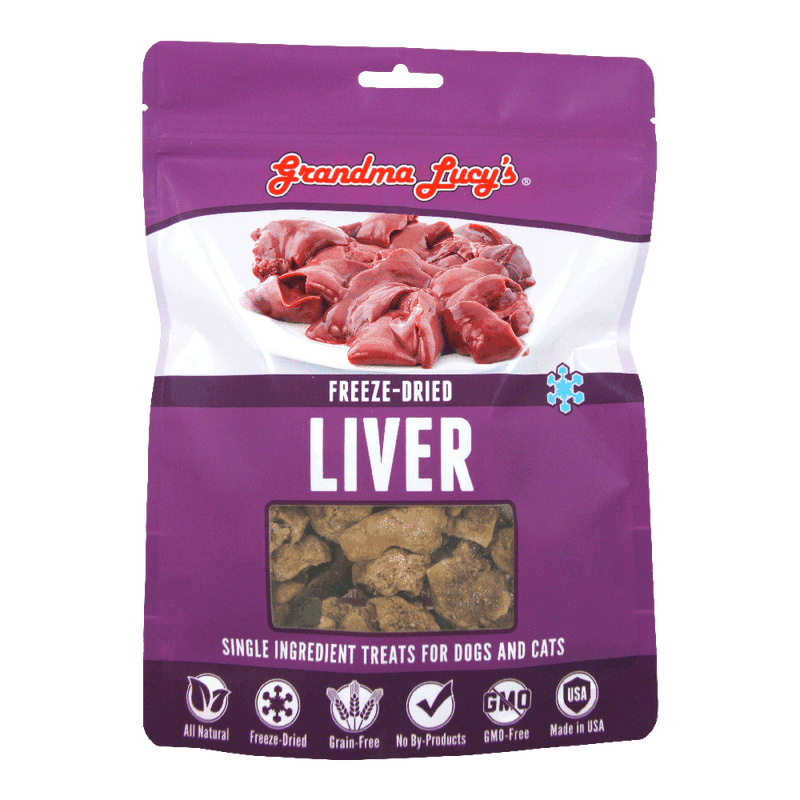 Grandma Lucy's Single Ingredient Treats for Dogs & Cats - Freeze-Dried Chicken Liver 2.5oz