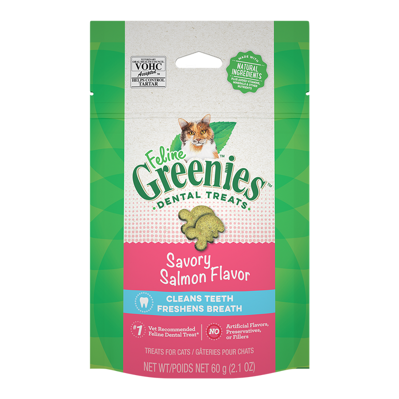 Greenies Cat Dental Treats - Savory Salmon Flavor 2.1oz