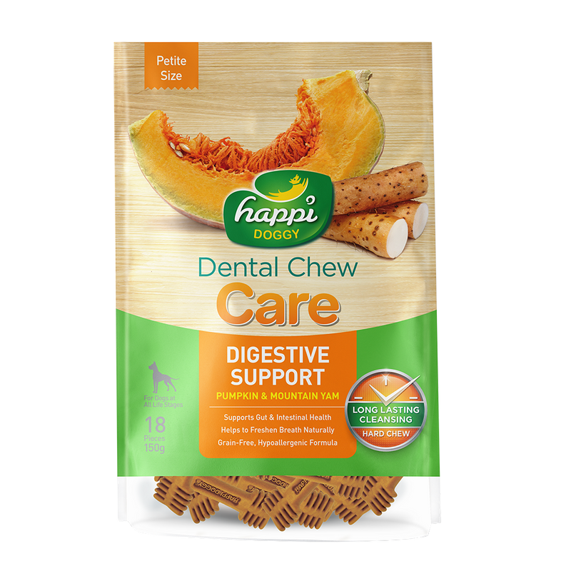 Happi Doggy Dental Chew Care Hard Chew Digestive Support Pumpkin & Mountain Yam Petite 150g