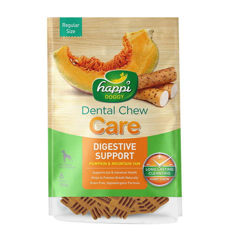 Happi Doggy Dental Chew Care Hard Chew Digestive Support Pumpkin & Mountain Yam Regular 150g