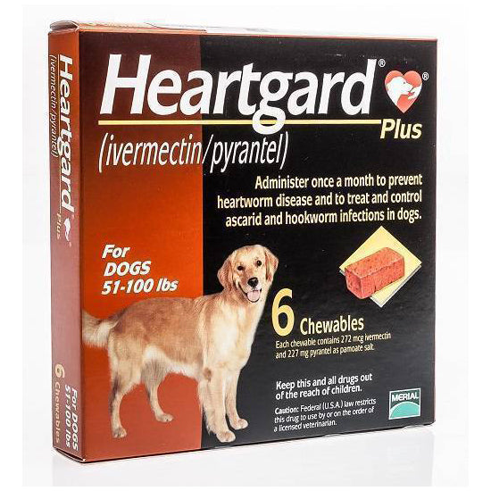 *DONATION TO ACTION FOR SINGAPORE DOGS* Heartgard Plus Chewables for Dogs 51-100lb 6pc