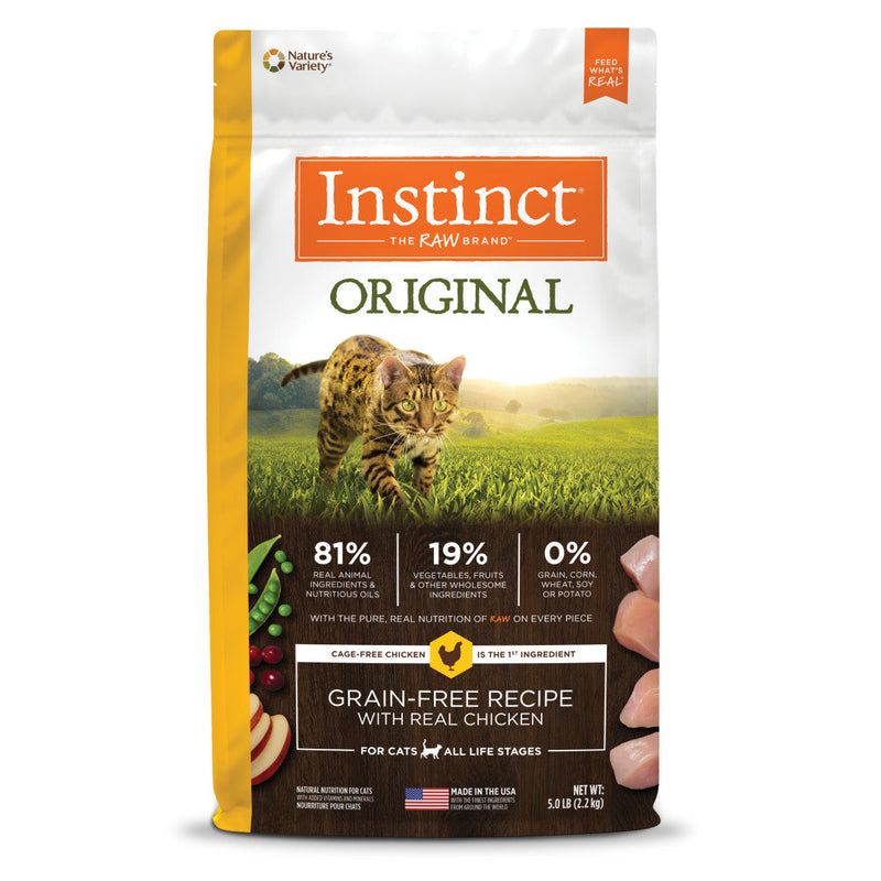 *DONATION TO THE CAT MUSEUM* Instinct The Raw Brand Cat Original Grain-Free Dry Food Real Chicken Recipe 5lb