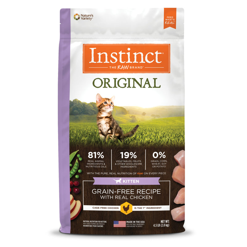 Instinct The Raw Brand Cat Original Grain-Free Dry Food Real Chicken for Kittens 4.5lb